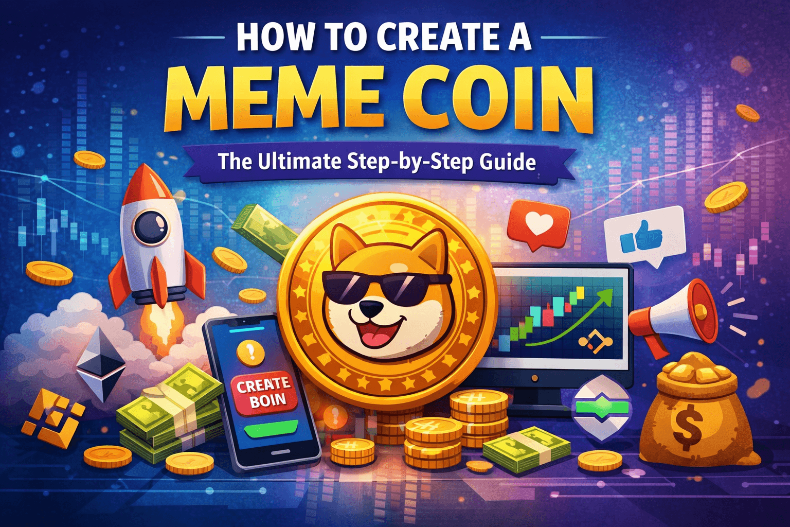 How to create a meme coin step-by-step guide with crypto launch visuals