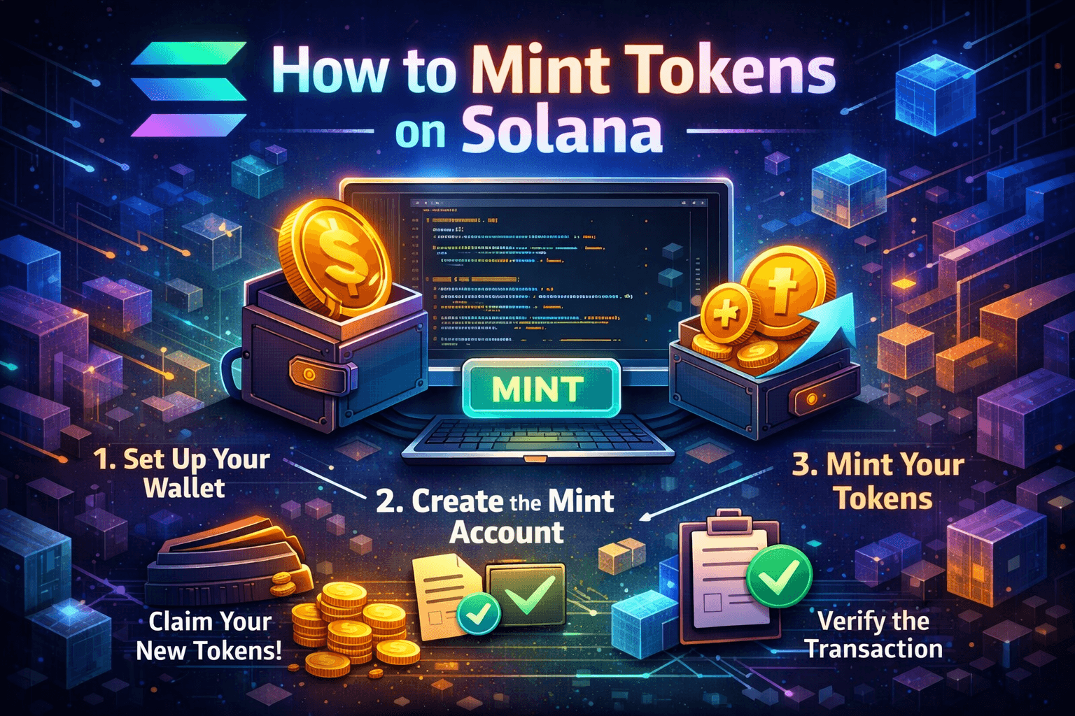How to mint tokens on Solana with wallet setup, mint account and transaction steps